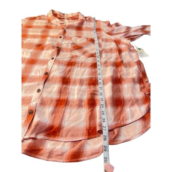 Terra & Sky Womans Plaid Button zip blouse Sz 3X NWT - Picture 4 of 7